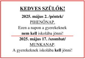 Tanítási nap áthelyezés