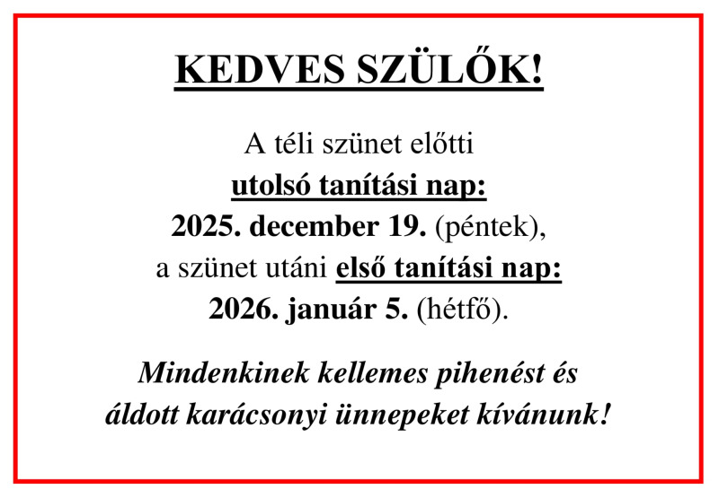 Téli szünet 2025
