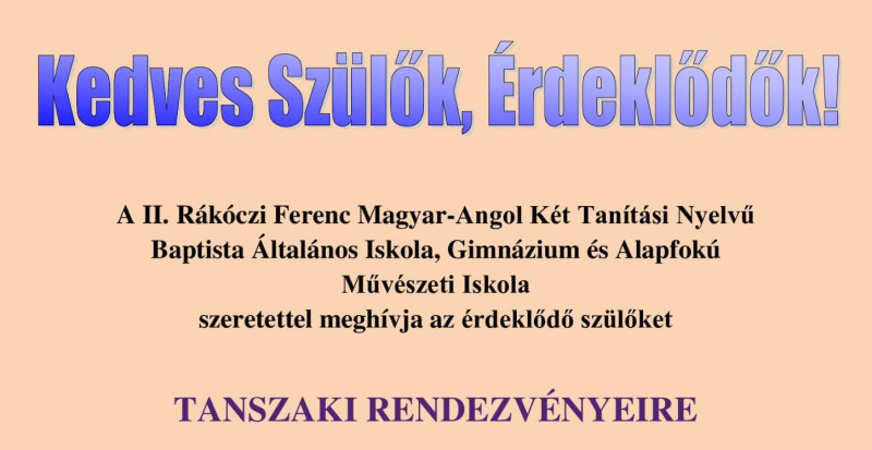 Tanszaki rendezvények 2026