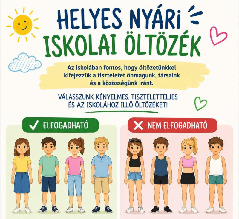 Helyes nyári iskolai öltözék